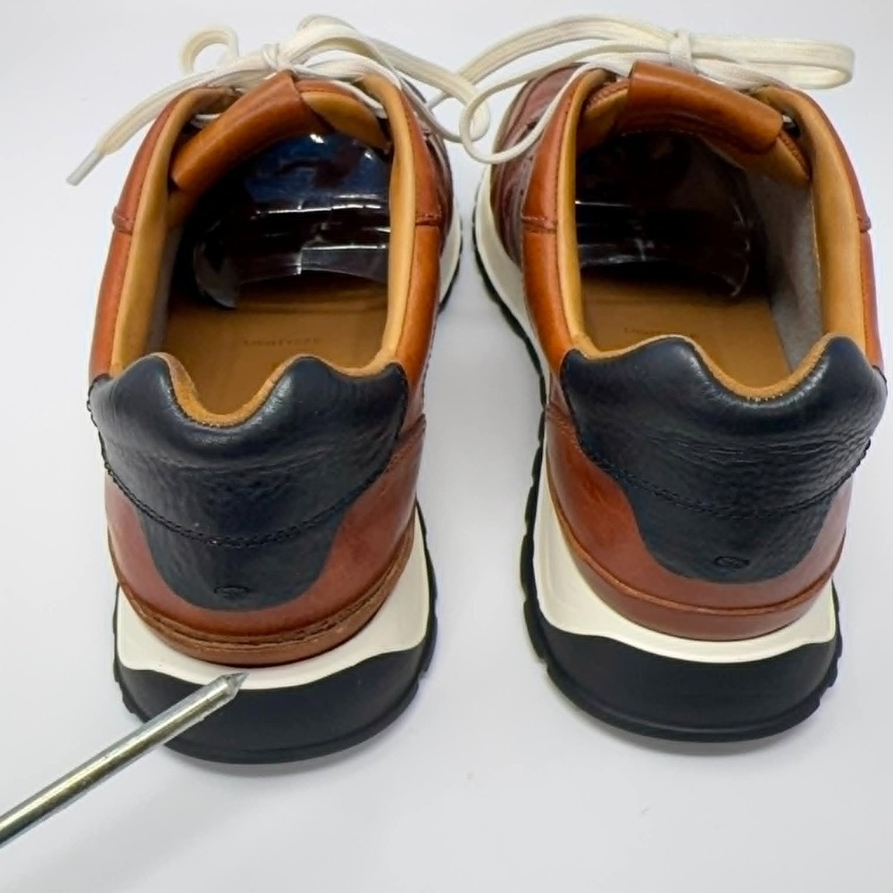 Allen Edmonds Port Washington Leather Sneakers Mens 9 D Brown Pantina USA Shoe - Picture 11 of 12